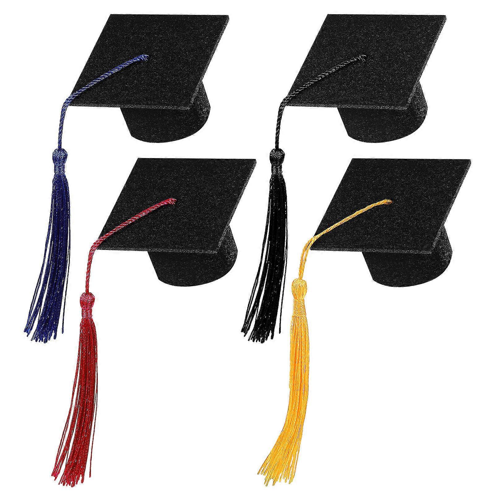 Mini Graduation Cap Ornament for 4Pcs Bottle Decorations and Party