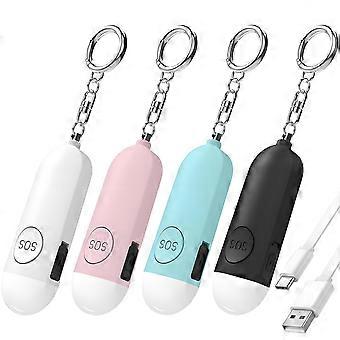 140dB  Safety Alarm with Strobe Light, USB Rechargeable Self Defense Keychain 4 Pack