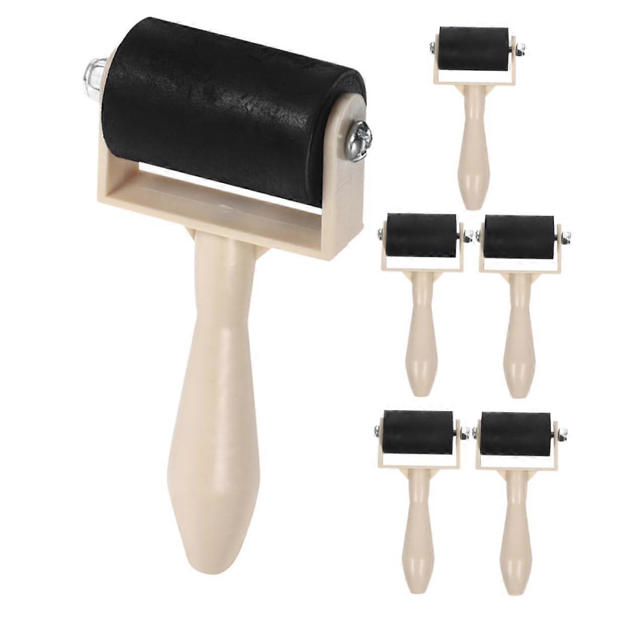 Printmaking Roller Set with Rubber Brayer for Smooth Ink Application Stamping Embossing Block Printing