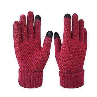 Dames Winter Touch Screen Handschoenen Warm Fleece Gevoerd Gebreide Handschoenen Elastische Manchet Winter Sms Handschoenen