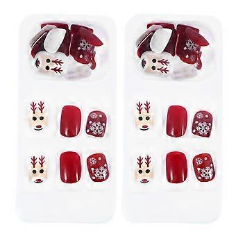 Reindeer Fake Nails Full Cover False Nails for Decoration Use 48Pcs