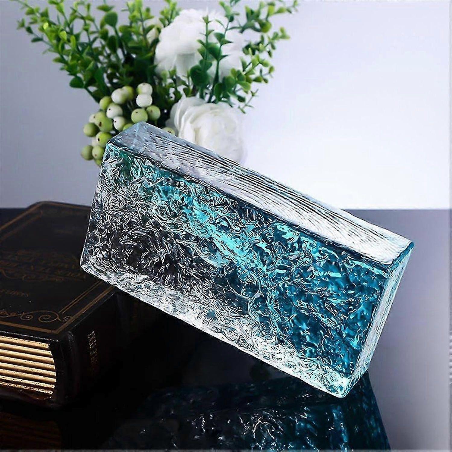 Glass blocks, Transparent solid glass blocks, Rectangular glass block with ice crystal pattern