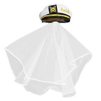 Hawaii-Party-Brauthut mit Schleier, Strand-Themen-Hochzeitsparty, Matrosenhut für Frauen