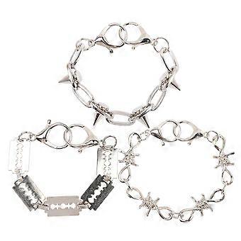 Silver Punk Shoes Accessories 3Pcs Vintage Charms Chain for Shoes Decoration