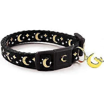 Pet Collar Gold Moons and Stars Cat Collar, Safety Breakaway Cat Collar, Glow in The Dark  AK-26