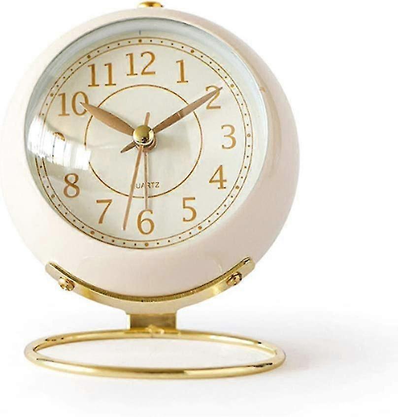Slarm Clock, Small Table Clock Classic Retro Alarm Clock With,white
