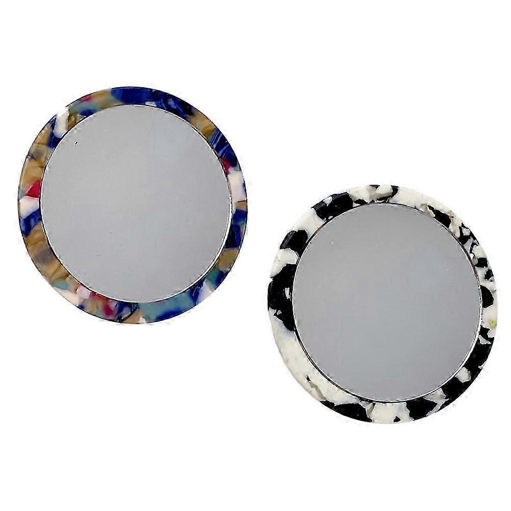 Convenient Makeup Tool 2Pcs Portable Makeup Mirrors Small Rounded Cosmetics