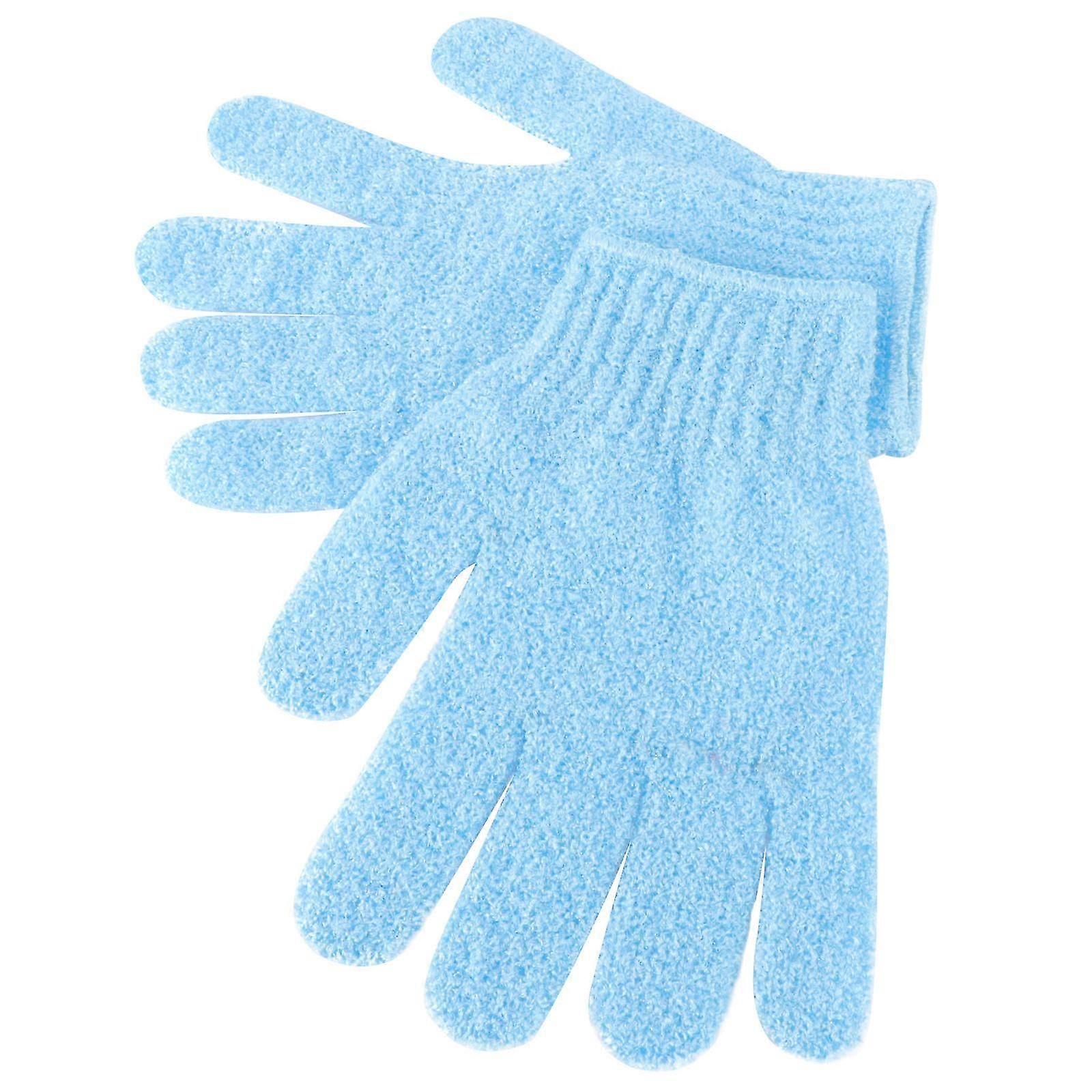 Shower Mitten for Bath Scrubbing Including 2Pair Blue Exfoliating Gloves