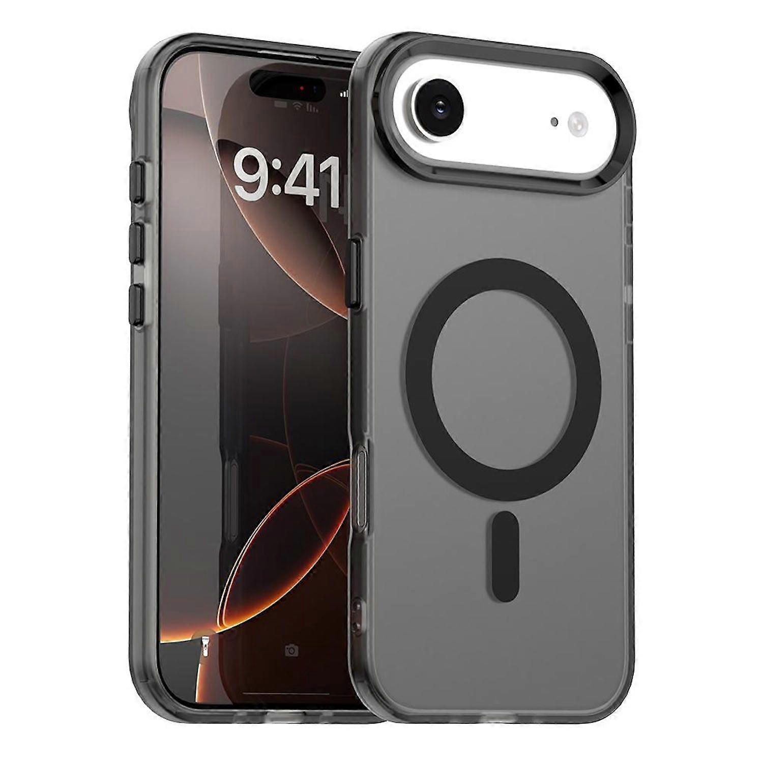 For Apple iPhone 17 Air Candy Design Magsafe PC Hybrid TPU Protective Case Cover Black