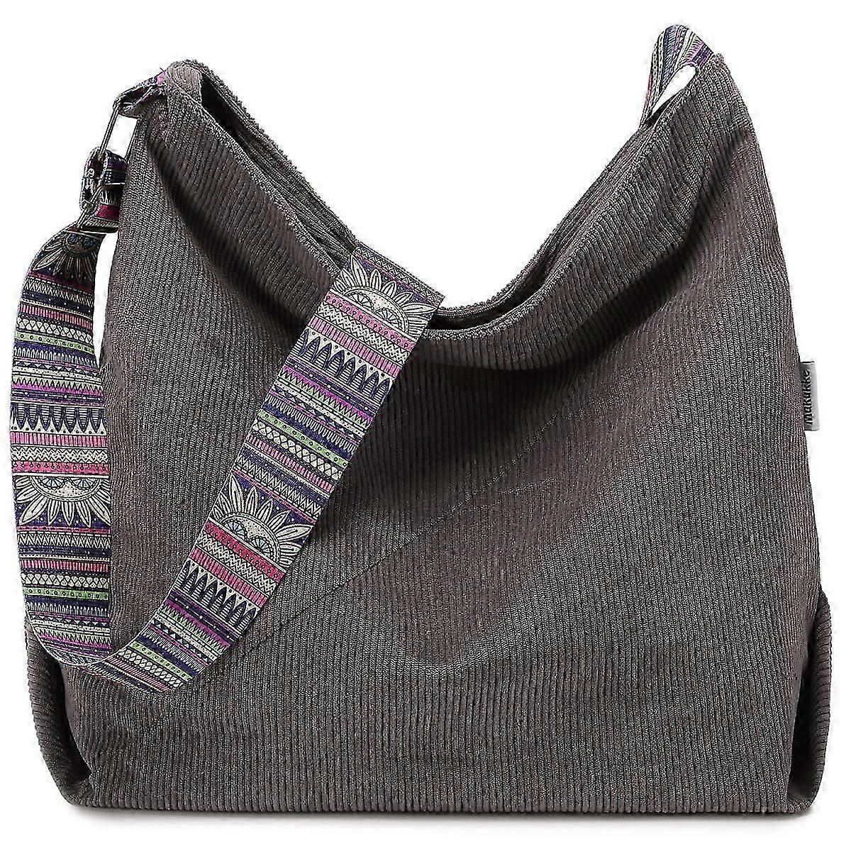 Gray - corduroy ladies bag