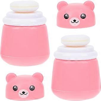 Babypuderdose mit niedlichem Bärenmotiv, nachfüllbares, kompaktes Reise-Make-up-Behälter-Set (2 Stück)