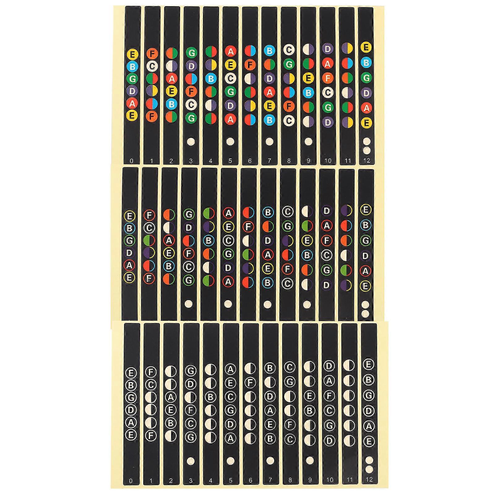 Guitar Fretboard Sticker for Learning with 12Pcs Assorted Color Notes Labels