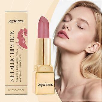 Rose red metallic cream lipstick light texture moisturizing easy to use to create a glossy lip makeup rose red 3.5G