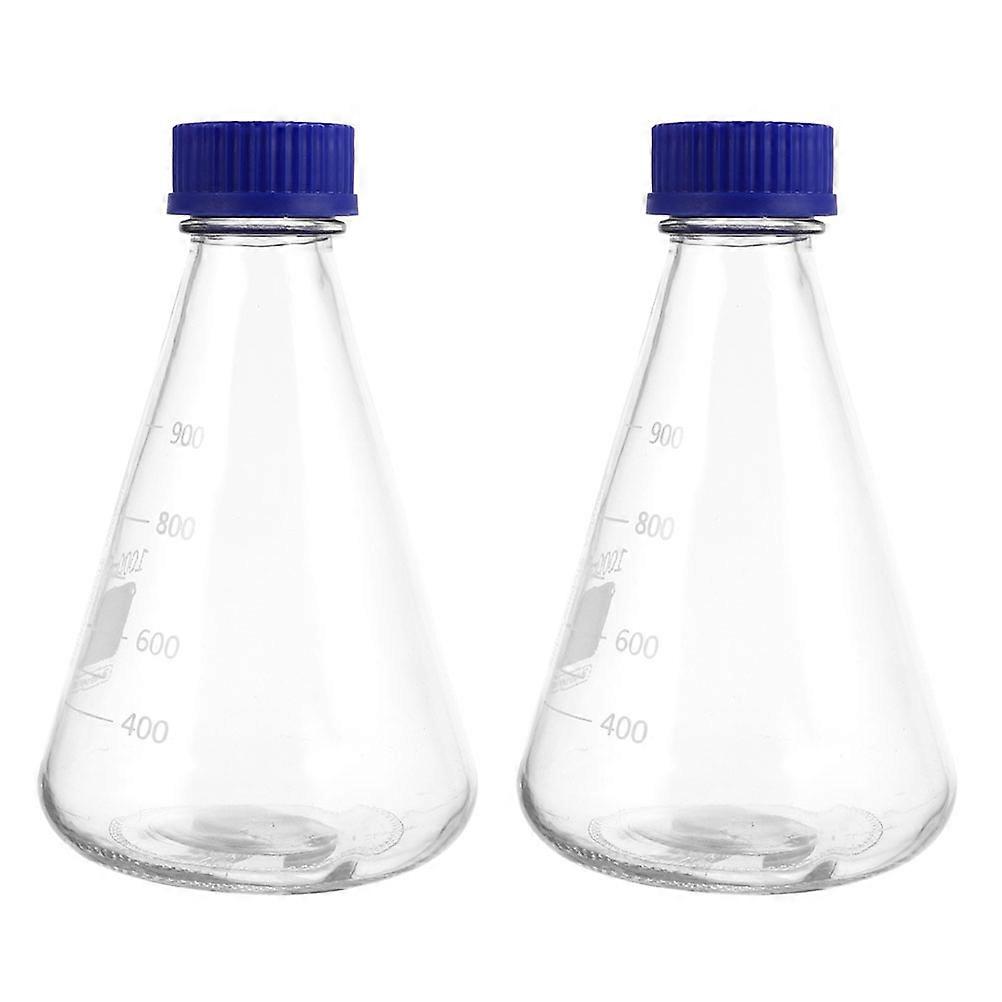 2Pcs Glass Conical Bottles Experiment Flasks Conical Flasks Laboratory Tools