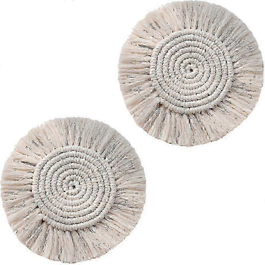 Boho Handmade Macrame Coasters with Tassel - Table Decor compatible with Mugs