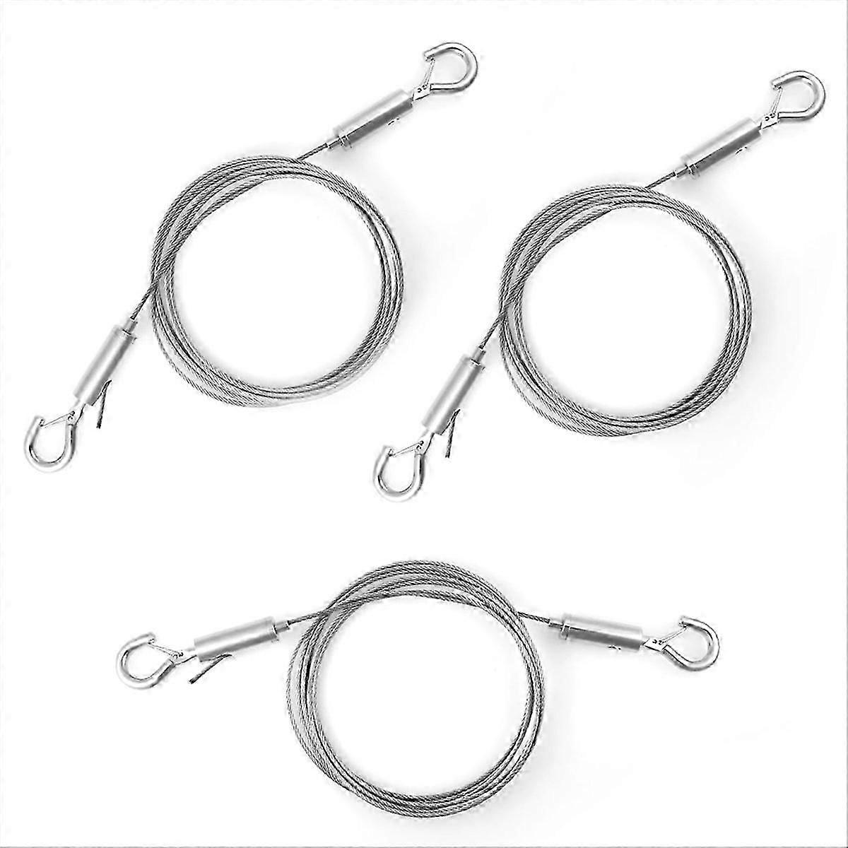 3Pcs Adjustable Wire Ropes with Hooks