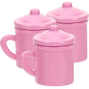 Miniature Cups 9Pcs Pink Mini Tea Cups for Dollhouse Accessories Alloy