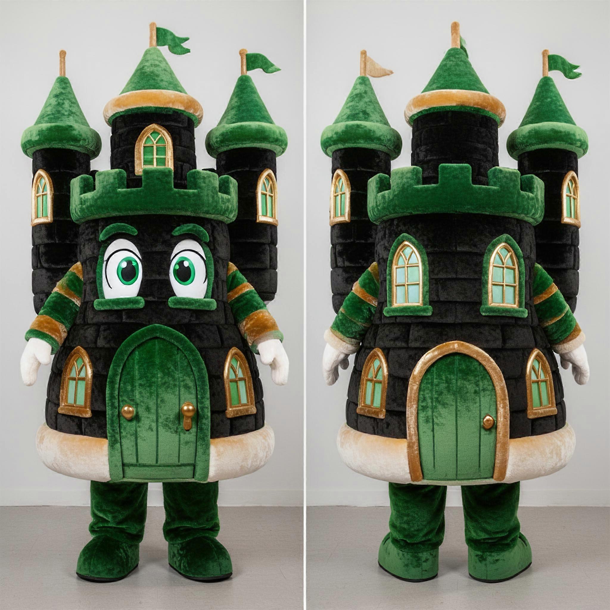 MASTICOT Emerald Green Whimsical Irish Castle Mascot