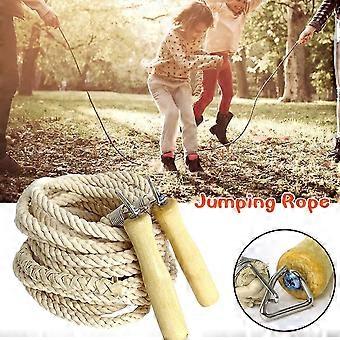 Weitsprungseil, Multiplayer-Seilspringen, Langspringseil mit Holzgriff, Bestes Teamgruppen-Doppel-Holländisches Springseil für Schulsport und Outdoor