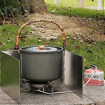 3 Platten Gasherd Windschutzscheibe Outdoor Camping Picknick Kochen Brenner Winddichter Bildschirm Edelstahl Windschutzscheibe
