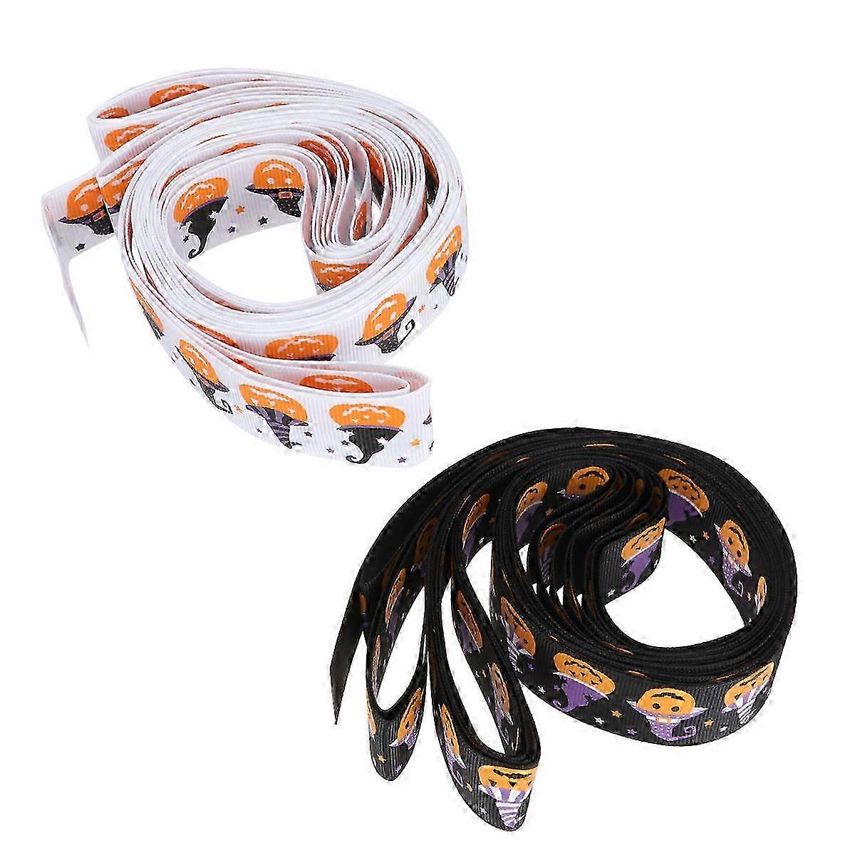 2Pcs Assorted Packaging Ribbon for Halloween Gift Decor