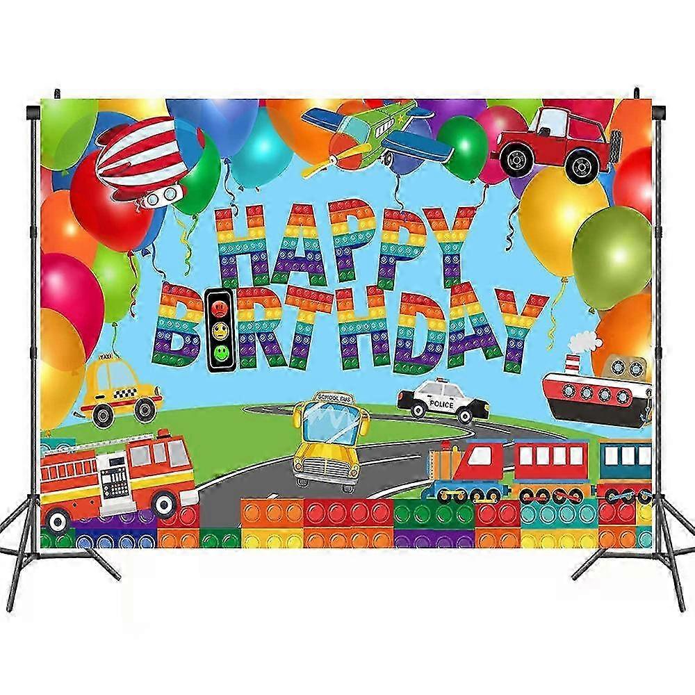 Pongee Train Fire Truck Backdrop