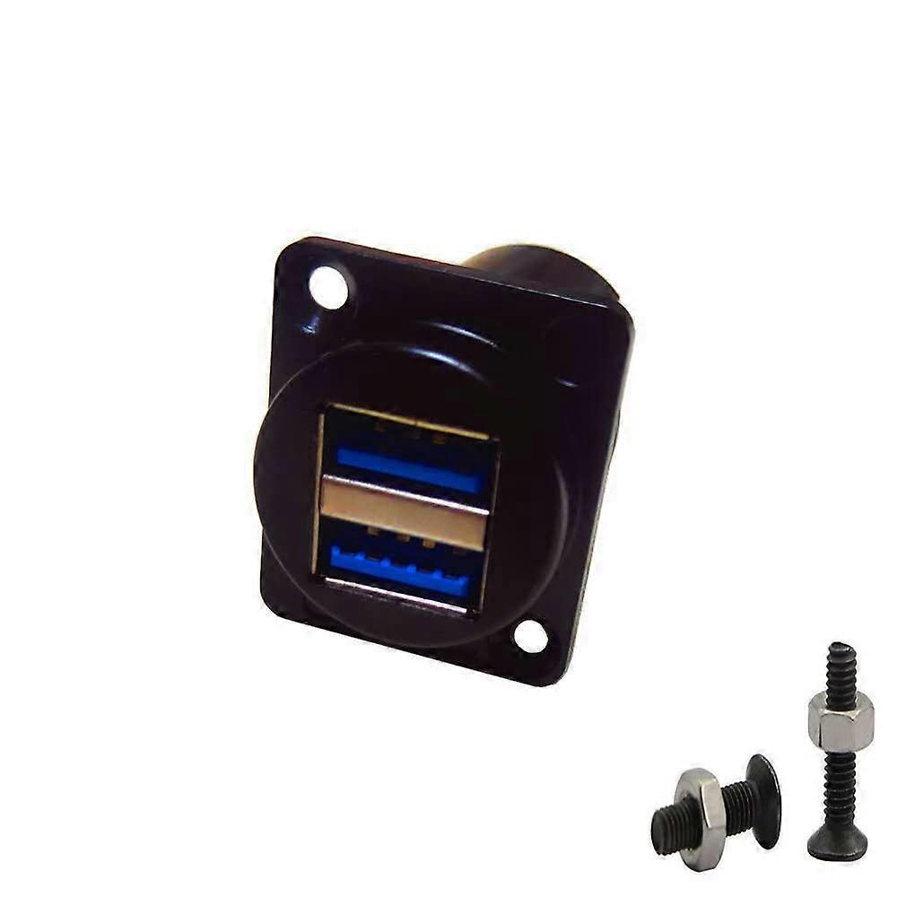 USB 3.0 Panel Mount Socket Dual Female Connector Solderless DType Pass Through Coupler for Fast Data Transfer