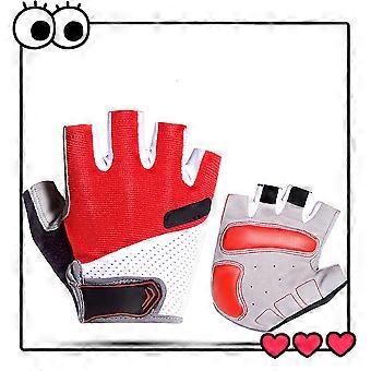 Breathable Red Half Finger Gloves for Cycling Use 1Pair Skid Resistant