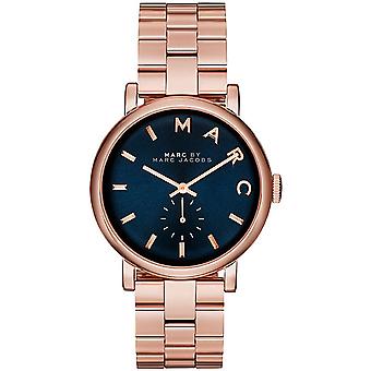 Marc by Marc Jacobs Baker kvartsi analoginen naisten Watch ruostumattomasta teräksestä ranne koru kulta kullattu MBM3330