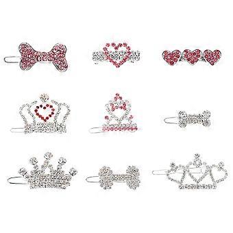 Dog Hair Clips for Pet Hair Styling with Rhinestone 9Pcs Pack