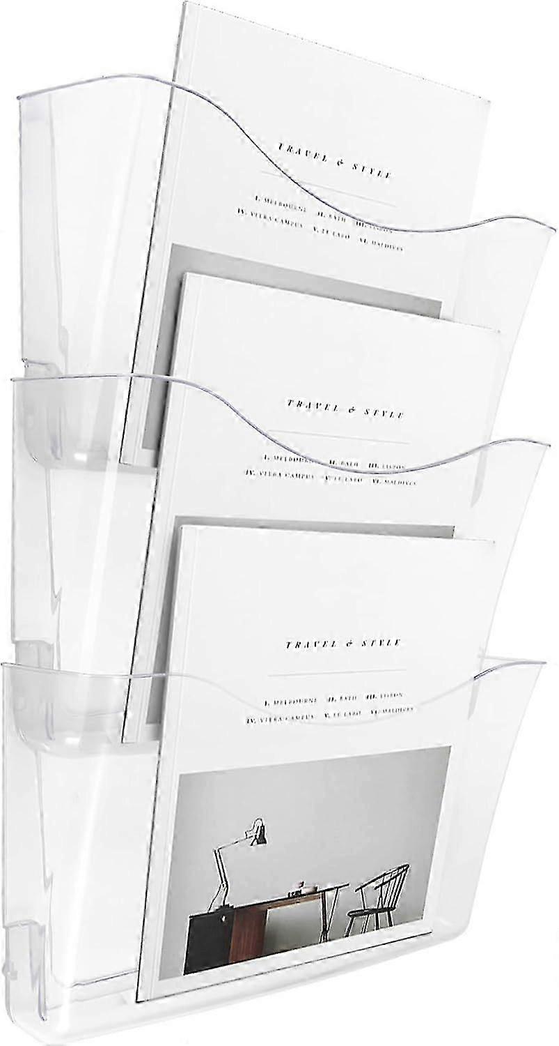 3 Pack Clear Wall-Mounted Stackable Document Rack Organizer for A4 Documents
