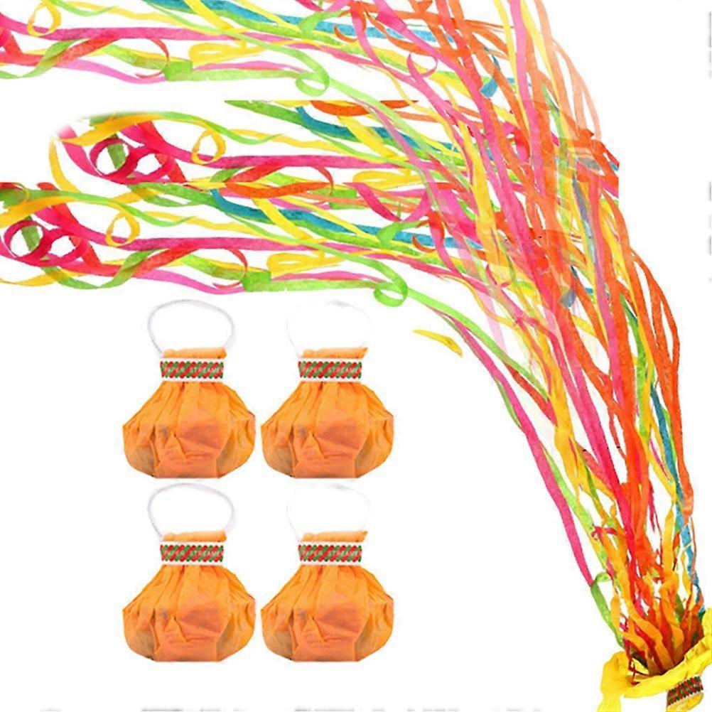 Assorted Color Paper Streamers Handheld Streamers compatible with Party 4Pcs