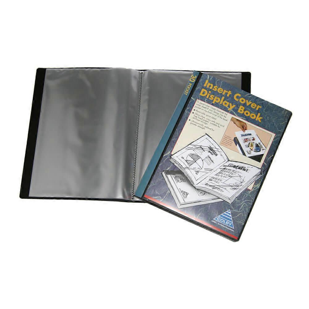 30 PAGES Colby Display Book Solid Front Back Covers A4 Black Impact Resistant