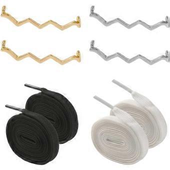 Sneaker laces set with metal shoelace clips and decorative shoelace charms, includes 2 pairs of shoelaces.