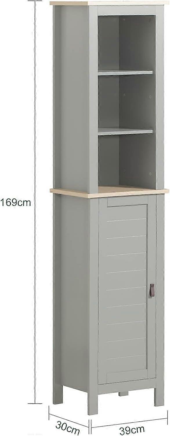 SoBuy Badezimmerschrank Badezimmer Hochschrank Schmal Badezimmermöbel mit 3 Regalfächern, 1 Schublade und 2 Türfächern 40x161x35 cm BZR17-W