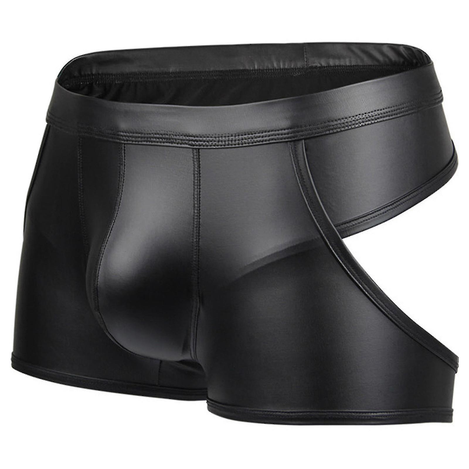 Männer Sexy String Kunstleder Dessous Slips Unterwäsche Boxer Shorts Slips String