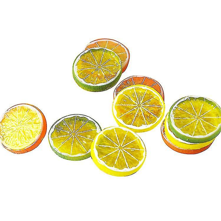15pcs Realistic Fake Artificial Lemon Limes Slice Simulation Fruit Decoration, Mini Small Simulation Lemon Slices