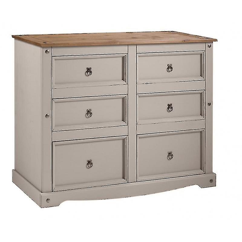 Corona Grey Wax 6 Drawer Wide Chest of Drawers
