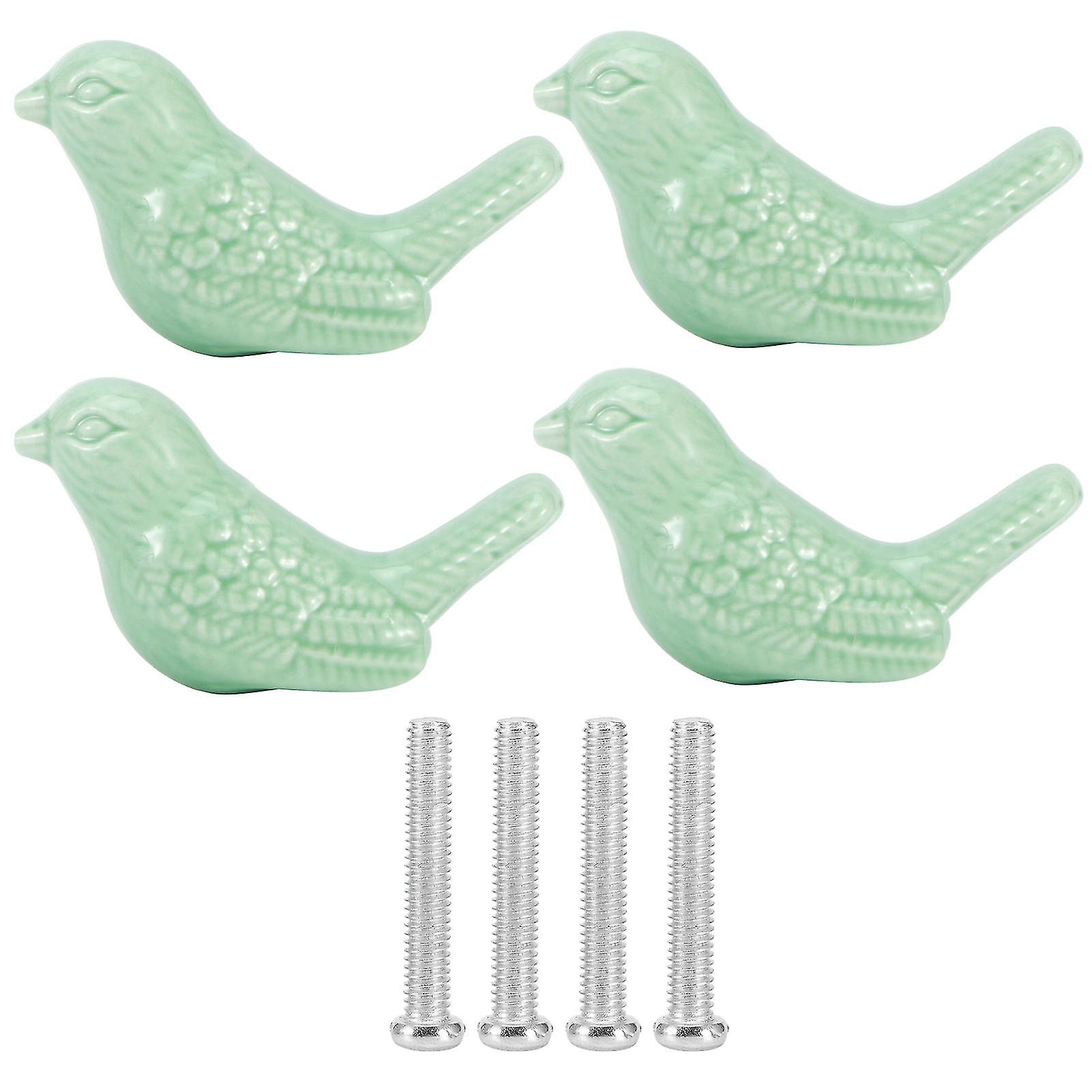 4 Set Bird Shape Ceramic Knobs DIY Door Drawer Cupboard Pull Handle Furniture Accessories