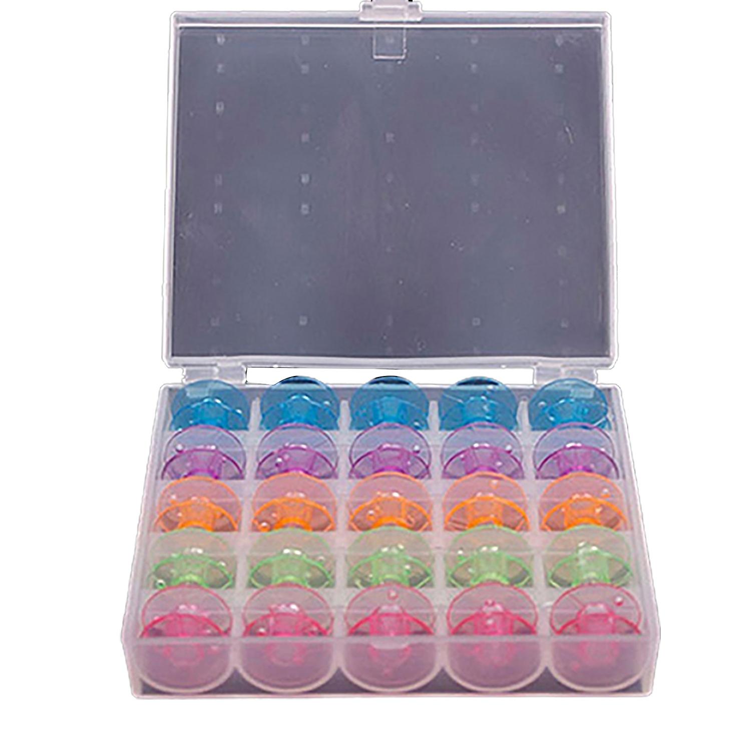 25 Pcs/Box Bobbin Colorized Apply Easily Plastic Empty Bobbins Sewing Machine for Gift