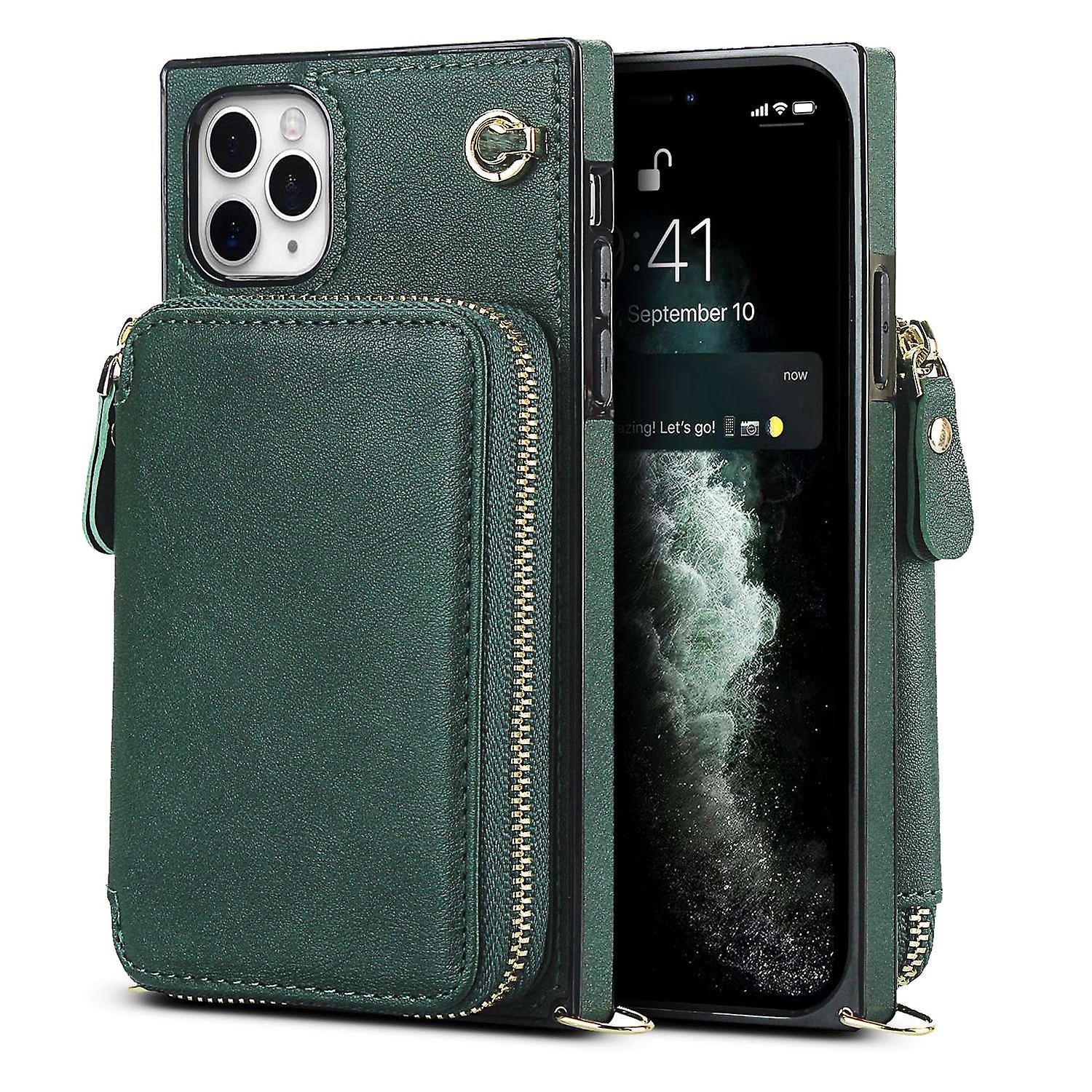 For Iphone 11 Pro Cell Phone Case Tpu+Pu Fall Protection Cover With Long Strap