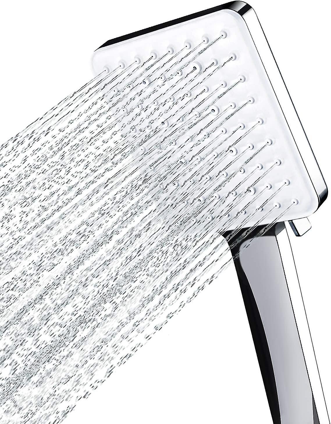Large Square Shower Head With One Hand Control, 6 Shower Modes, Chrome