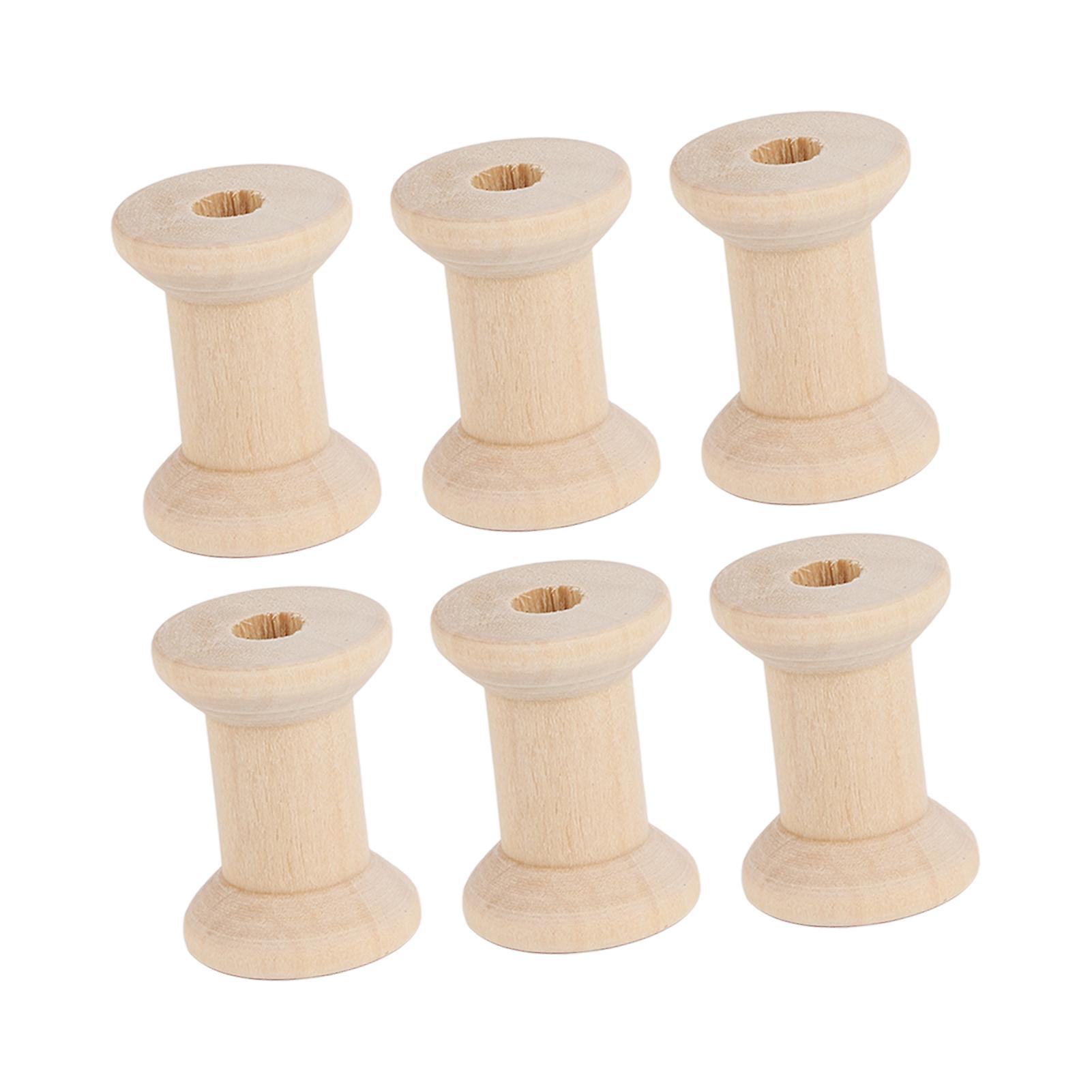50pcs Wood Spools Polished Recyclable Retro Empty Spools Wooden Thread Spools for Crafts Arts 