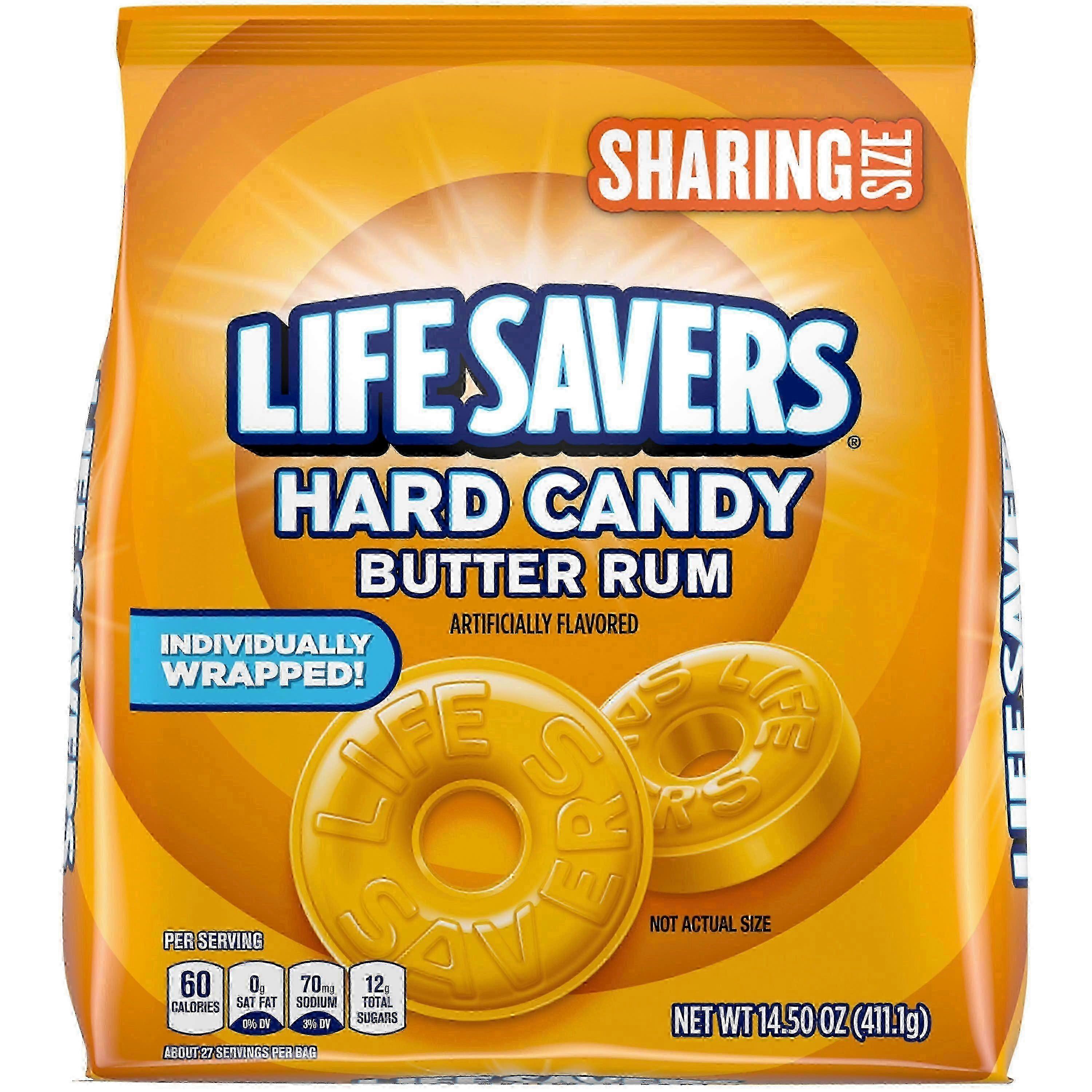 Life Savers Hard Candy Sharing Size Bag, Individually Wrapped, Butter Rum, 1 Ea