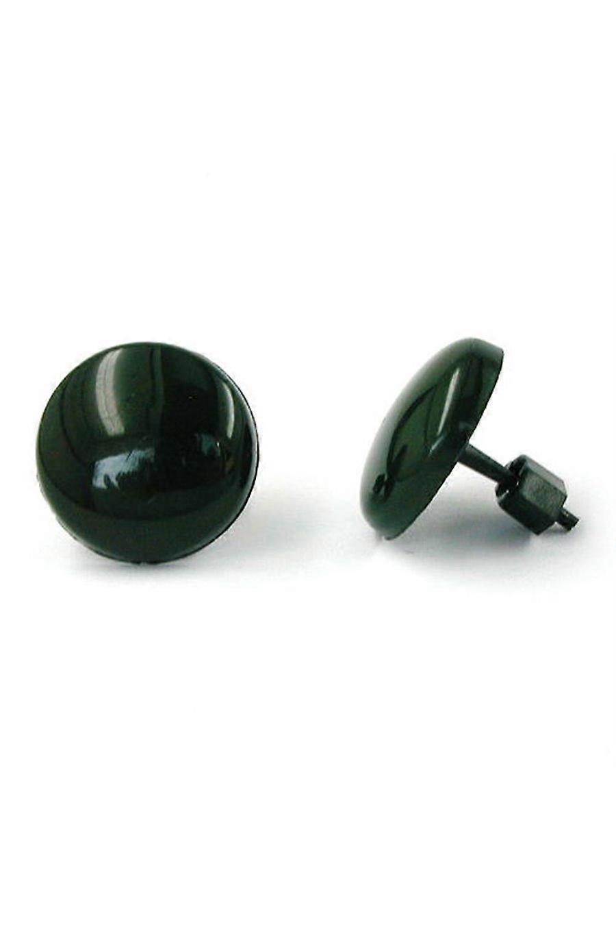 Stud Earrings Plastic Round Dark Green - Gl01828