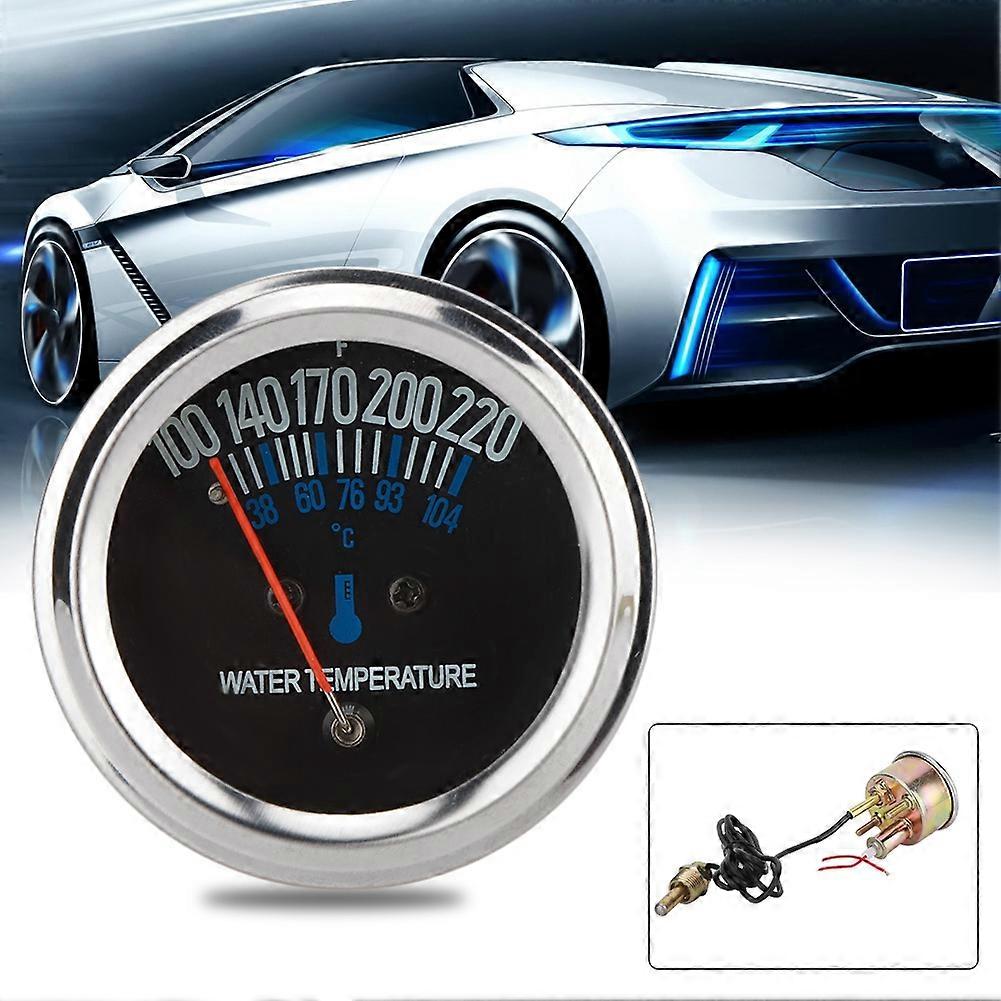52mm Car Metal Mechanical Water Temperature Gauge 38-104°C 12V Yellow Light