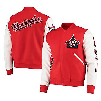 Letterman Washington Nationals Red And White Varsity Jacket