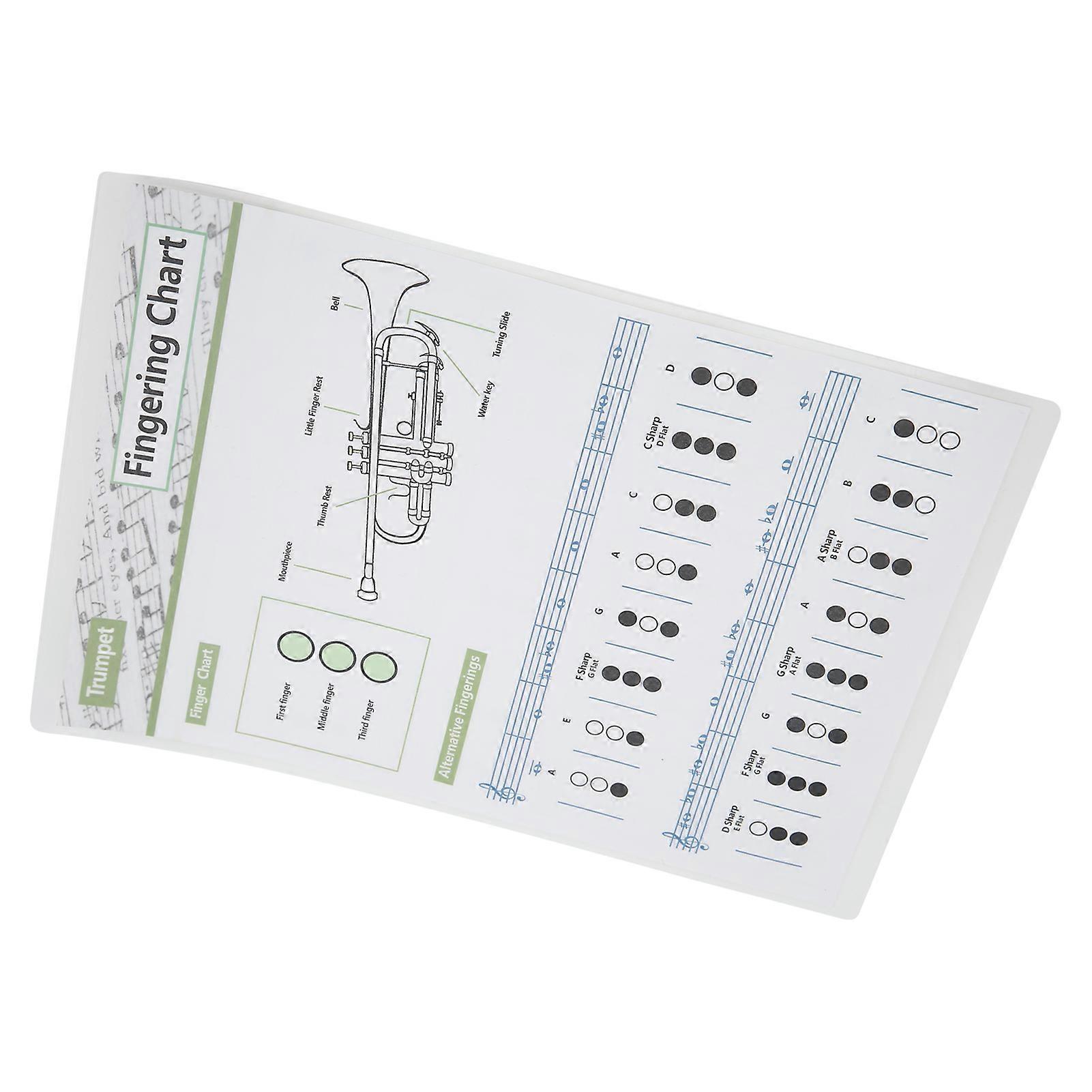 Trumpet Chord Chart Fingering Note Music Instrument Reference Guide for ...