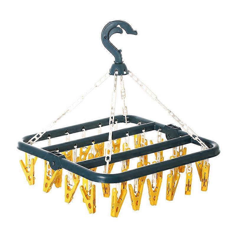 Drying rack Windproof Children's Multi Clip sock hang Folding clothes hanger,1pc