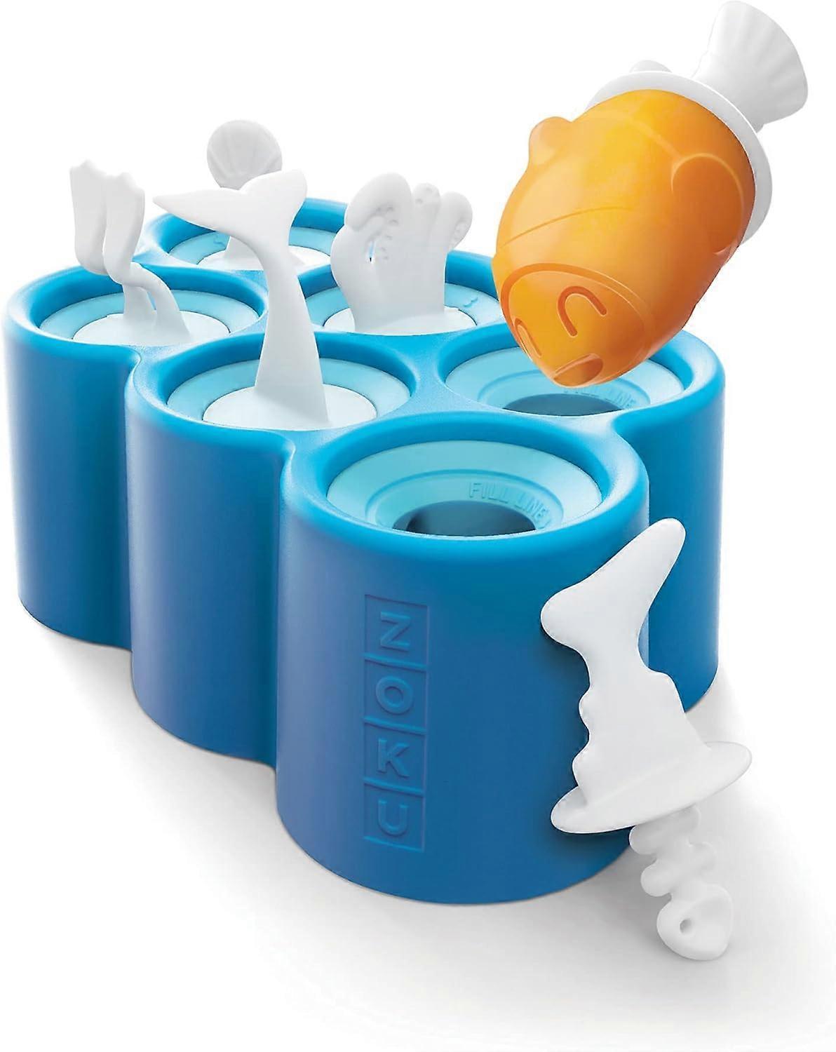 Fish Pop Molds, 6 Different Easy-Release Silicone Popsicle Molds in One Tray, Unique Sea Creature Designs, BPA-free, Set of 2
